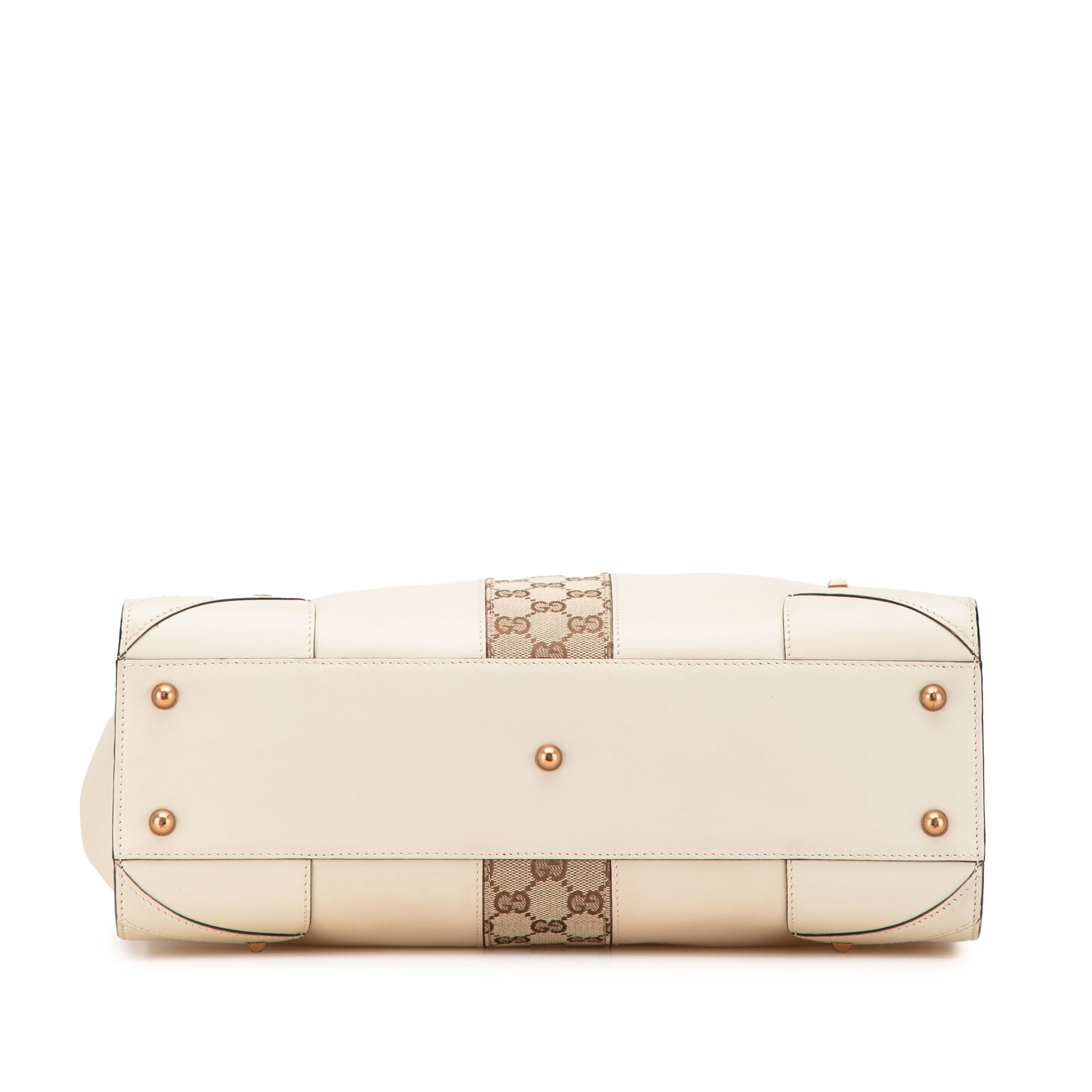 Gucci | Pre-Owned Calfskin and GG Canvas Nailhead Tote | White/Ivory