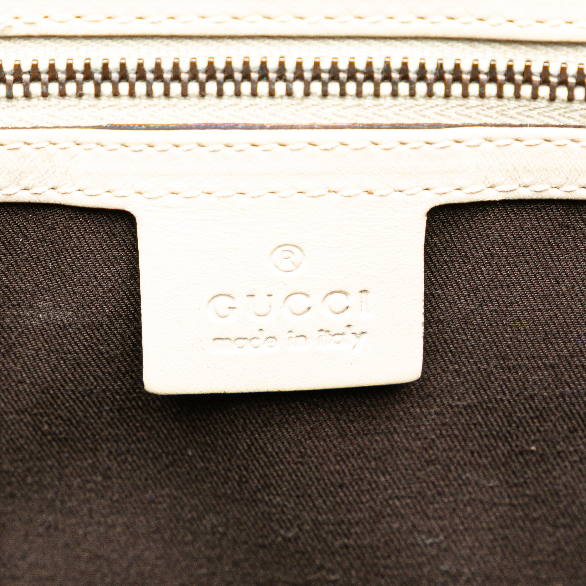 Gucci | Pre-Owned Calfskin and GG Canvas Nailhead Tote | White/Ivory