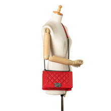 Chanel | Pre-Owned Old Medium Quilted Crumpled Calfskin Studded Boy Flap | Red