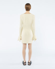 Elva Textured Boucle Tweed Dress | Creme