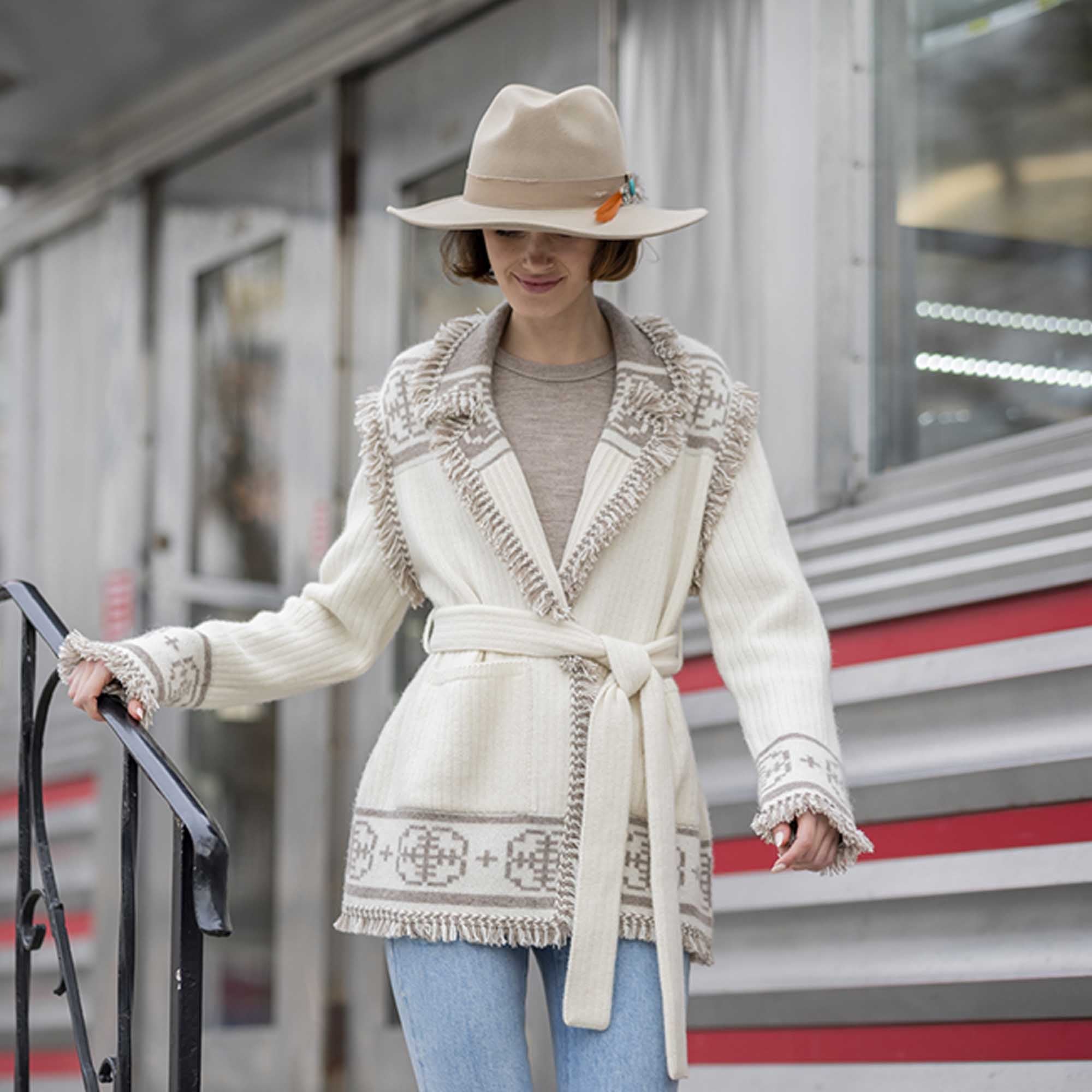 Women | Hacienda Cardigan | Ivory / Taupe