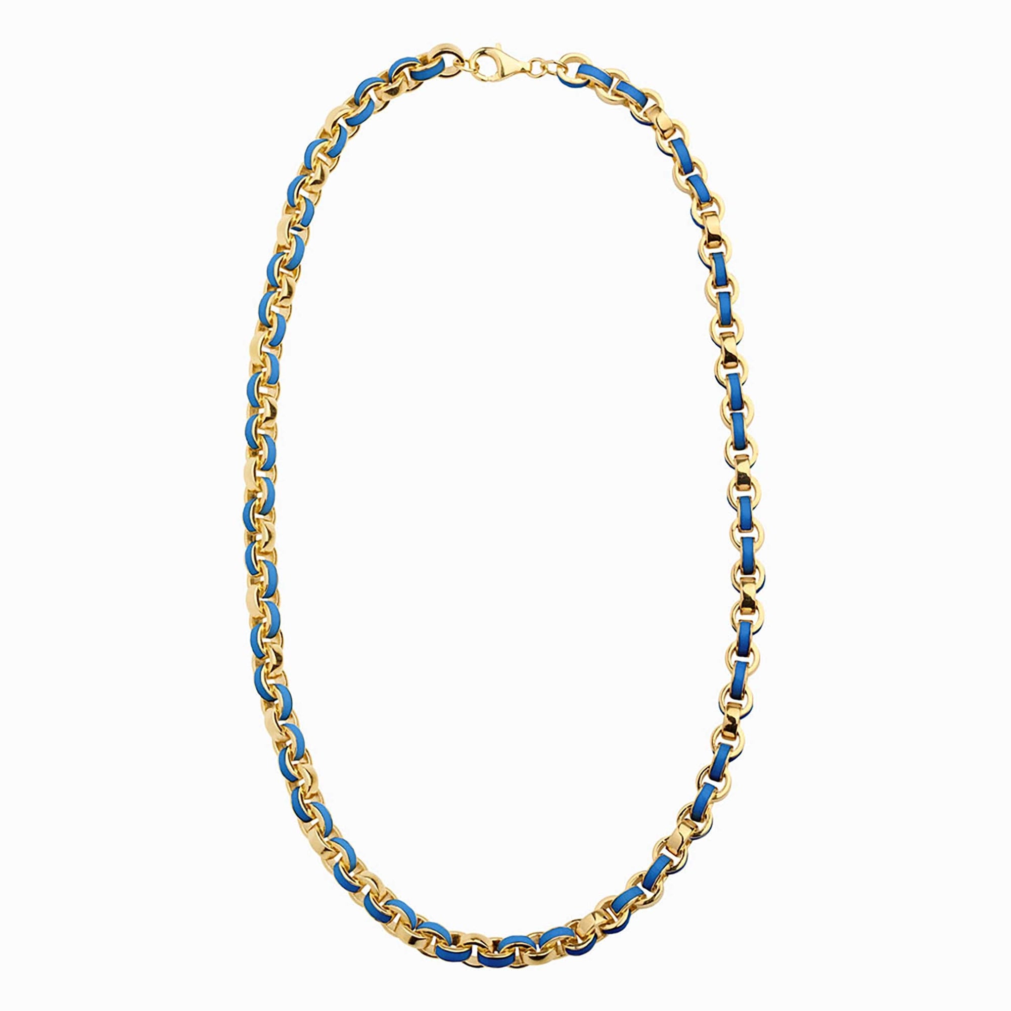 Awe Inspired Necklaces 14K Yellow Gold Vermeil / Turquoise Chunky Colored Enamel Necklace