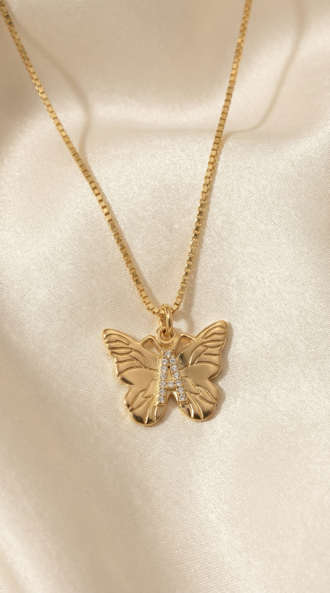 The Butterfly Initial Pendant Necklace | Gold Vermeil