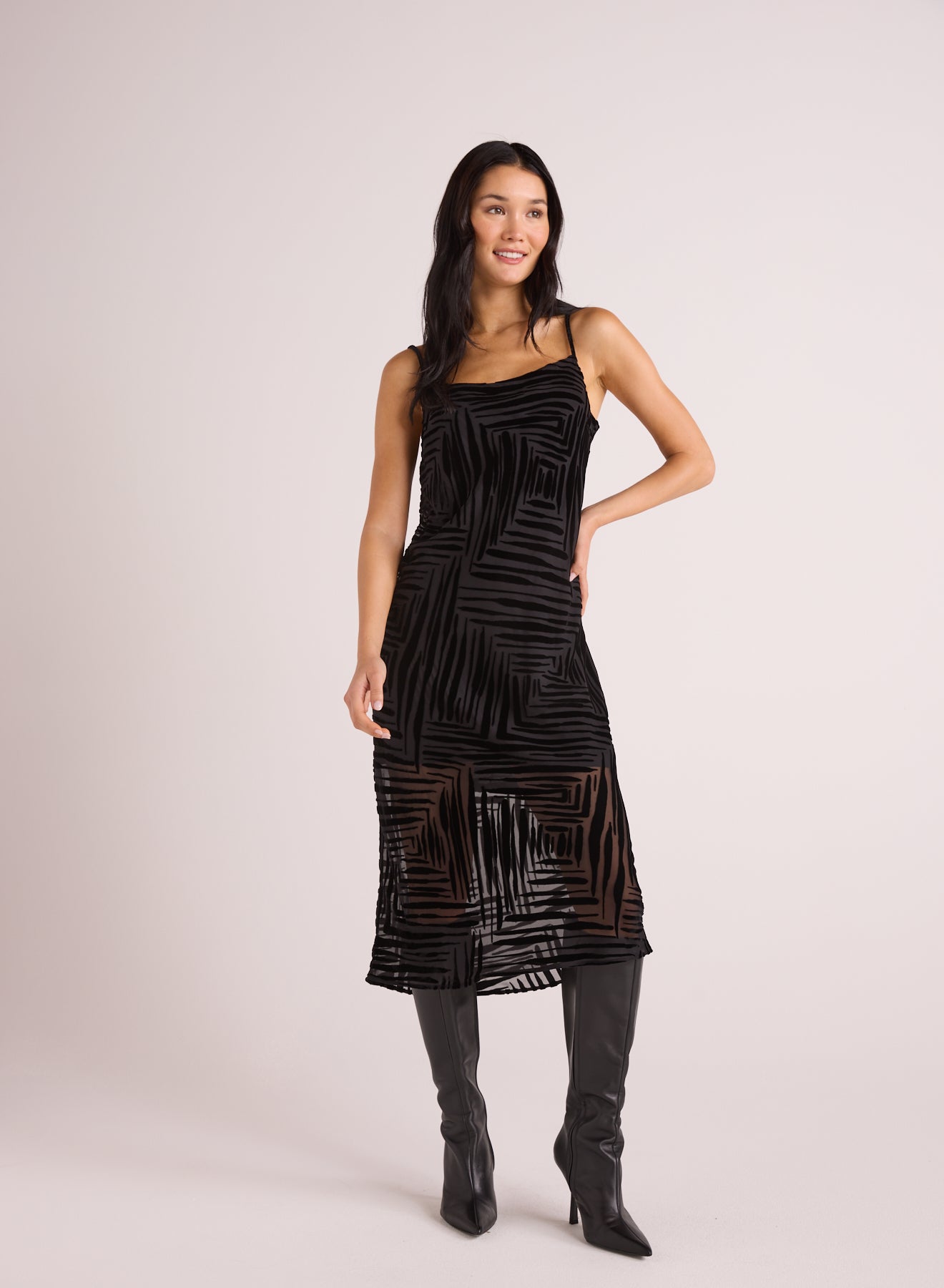 Bias Layered Slip Dress | Black