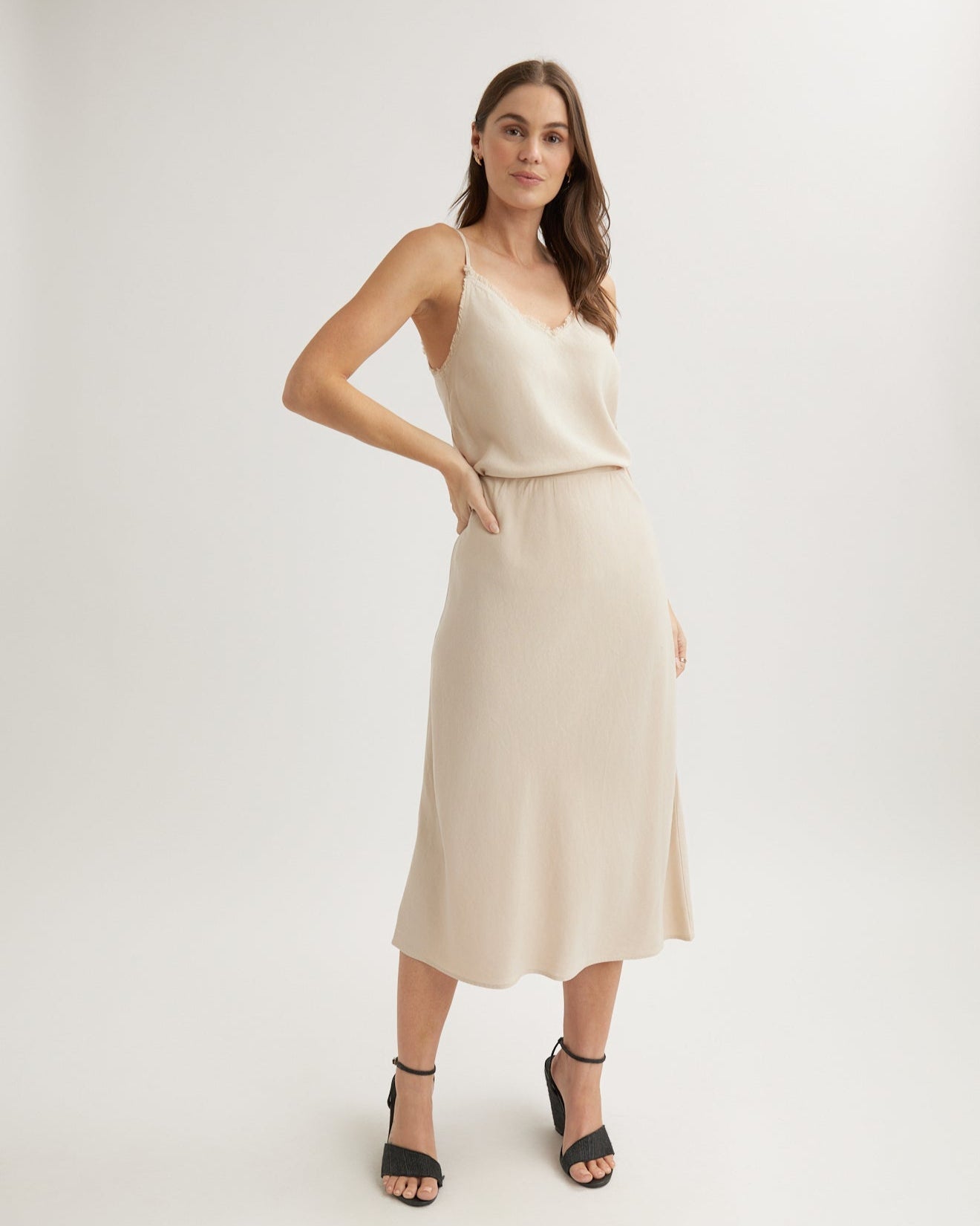Bias Midi Skirt | Linen Sand