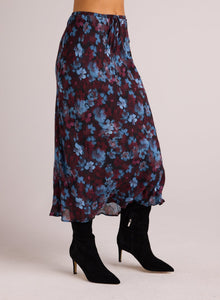 Bias Midi Skirt with Tie | Berry Bloom Print