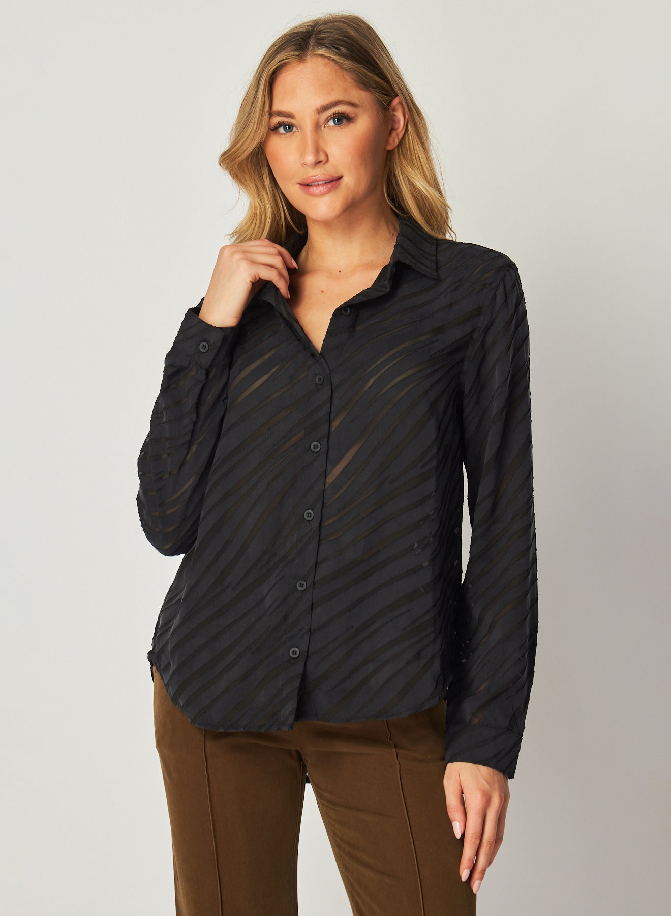 Burn Out Button Down Shirt | Black Zebra Burnout