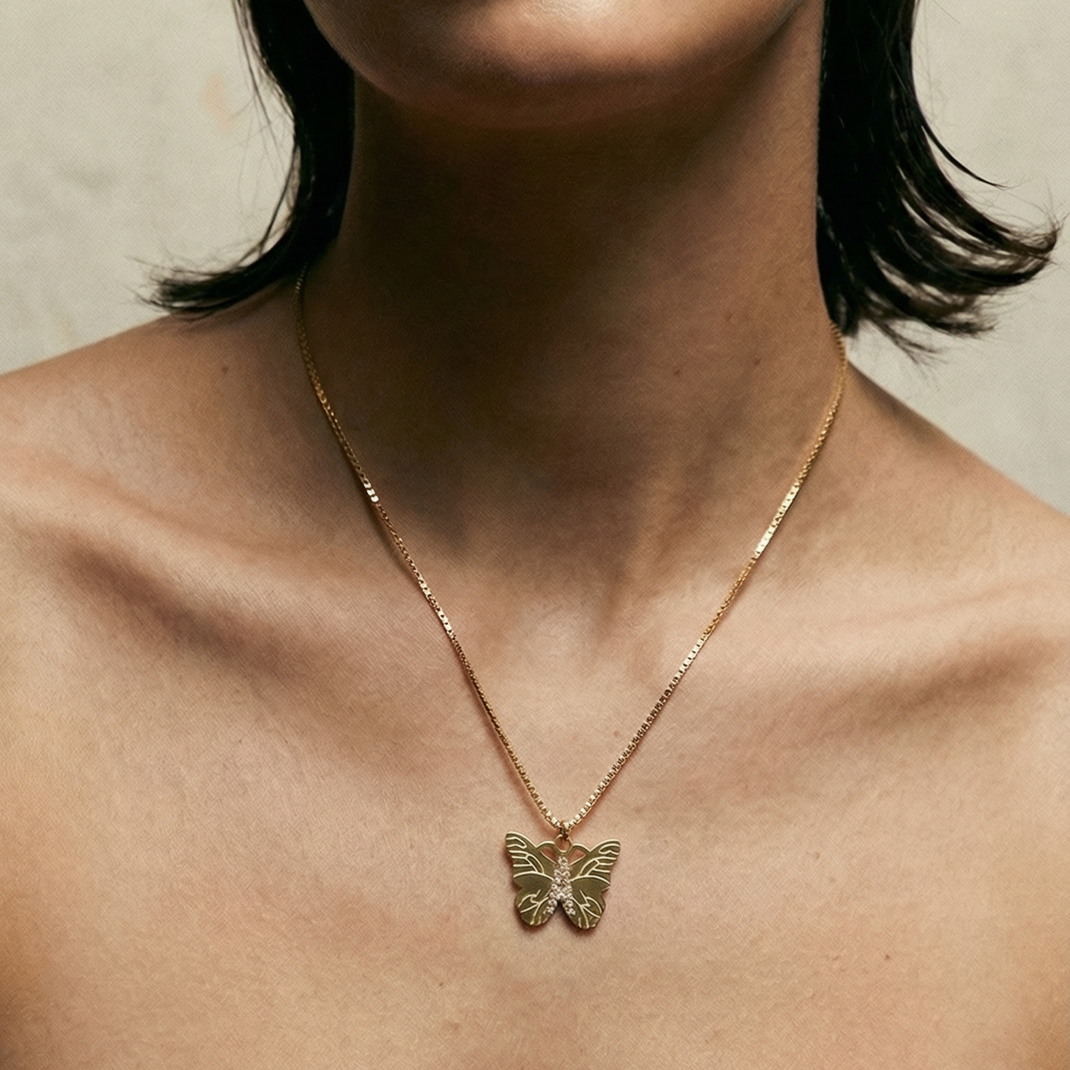 The Butterfly Initial Pendant Necklace | Gold Vermeil