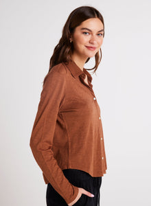Long Sleeve Knit Button Down | Twilight Gold