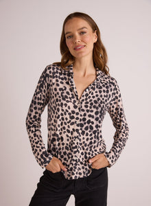 Button Up Knit Top | Winter Spots Print