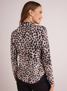Button Up Knit Top | Winter Spots Print