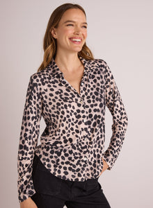 Button Up Knit Top | Winter Spots Print