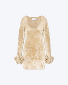 Brina Velour Knit Mini Dress | Creme