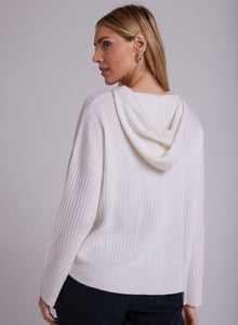 Cashmere Sweater Hoodie -Winter White