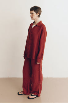 Cecile Oversized Linen Shirt | Sun Dried Tomato