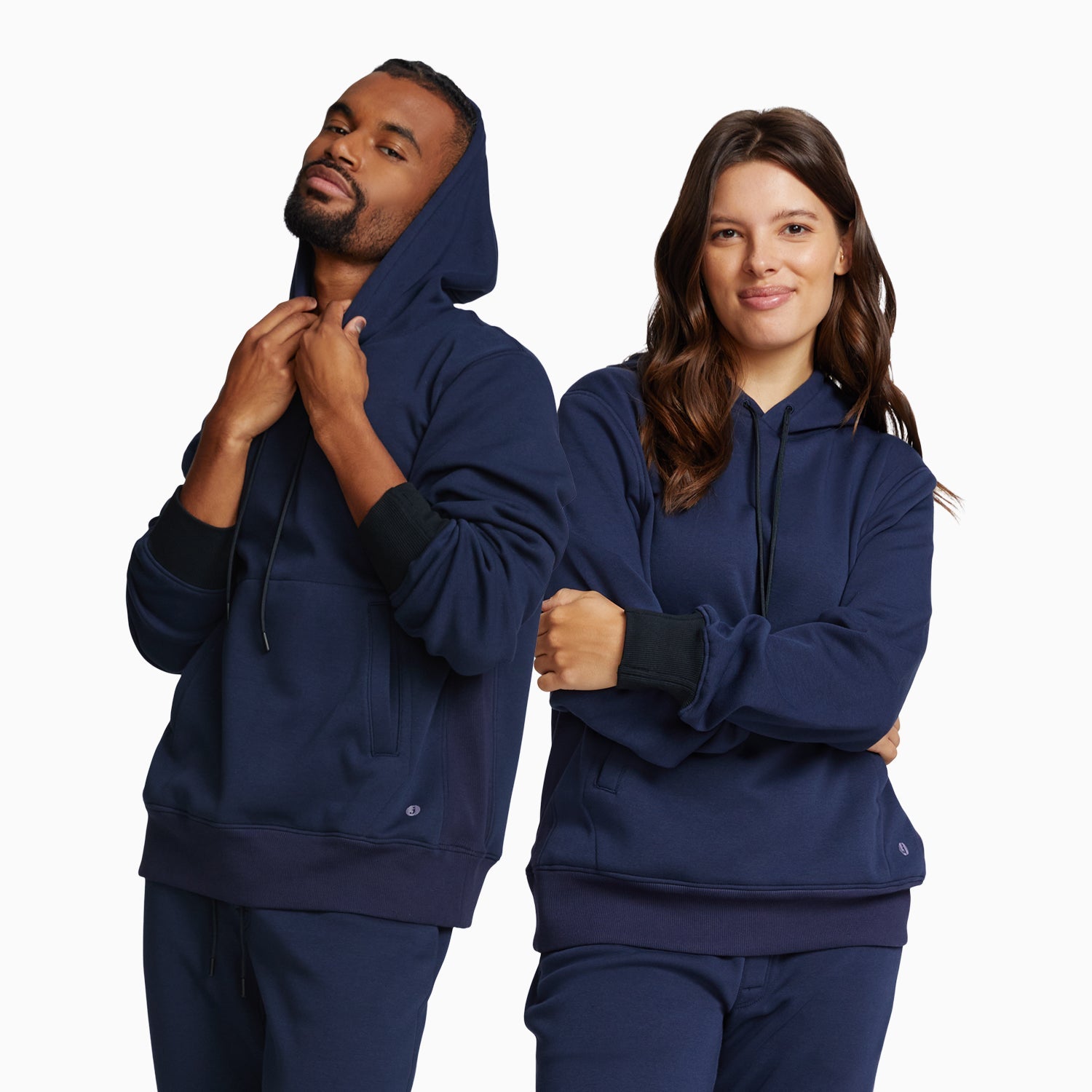 Heavyweight Recycled Fleece Hoodie | Navy/Black