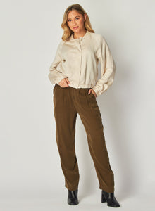 Chloe Clean Bomber Jacket | Soft Pearl
