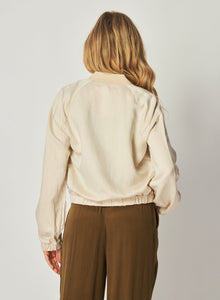 Chloe Clean Bomber Jacket | Soft Pearl