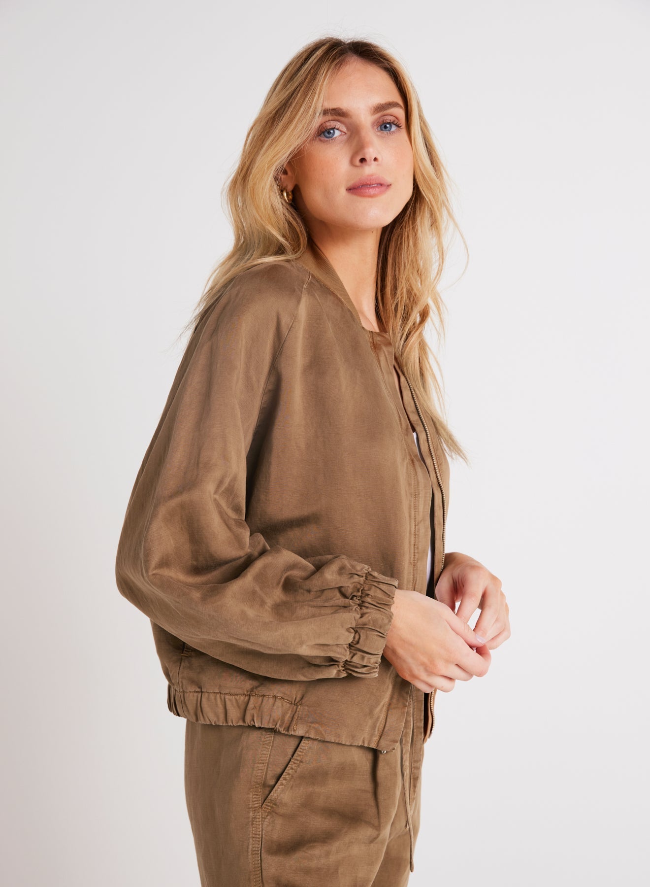 Chloe Clean Bomber Jacket | Topaz Brown
