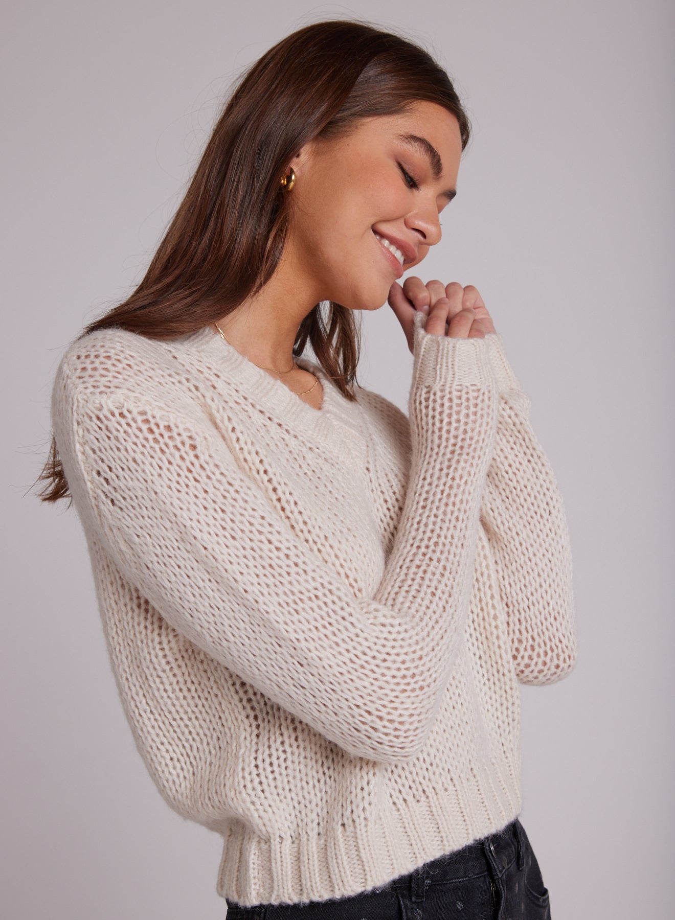 V-Neck Chunky Sweater - Alabaster