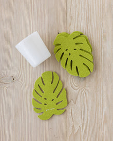 4 Pack Solid | Merino Wool Monstera Coaster | Pistachio