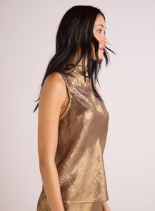 Cowl Neck Bias Top | Gold Metallic
