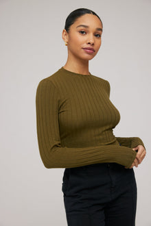 Long Sleeve Crop Crew Neck - Deep Rosemary