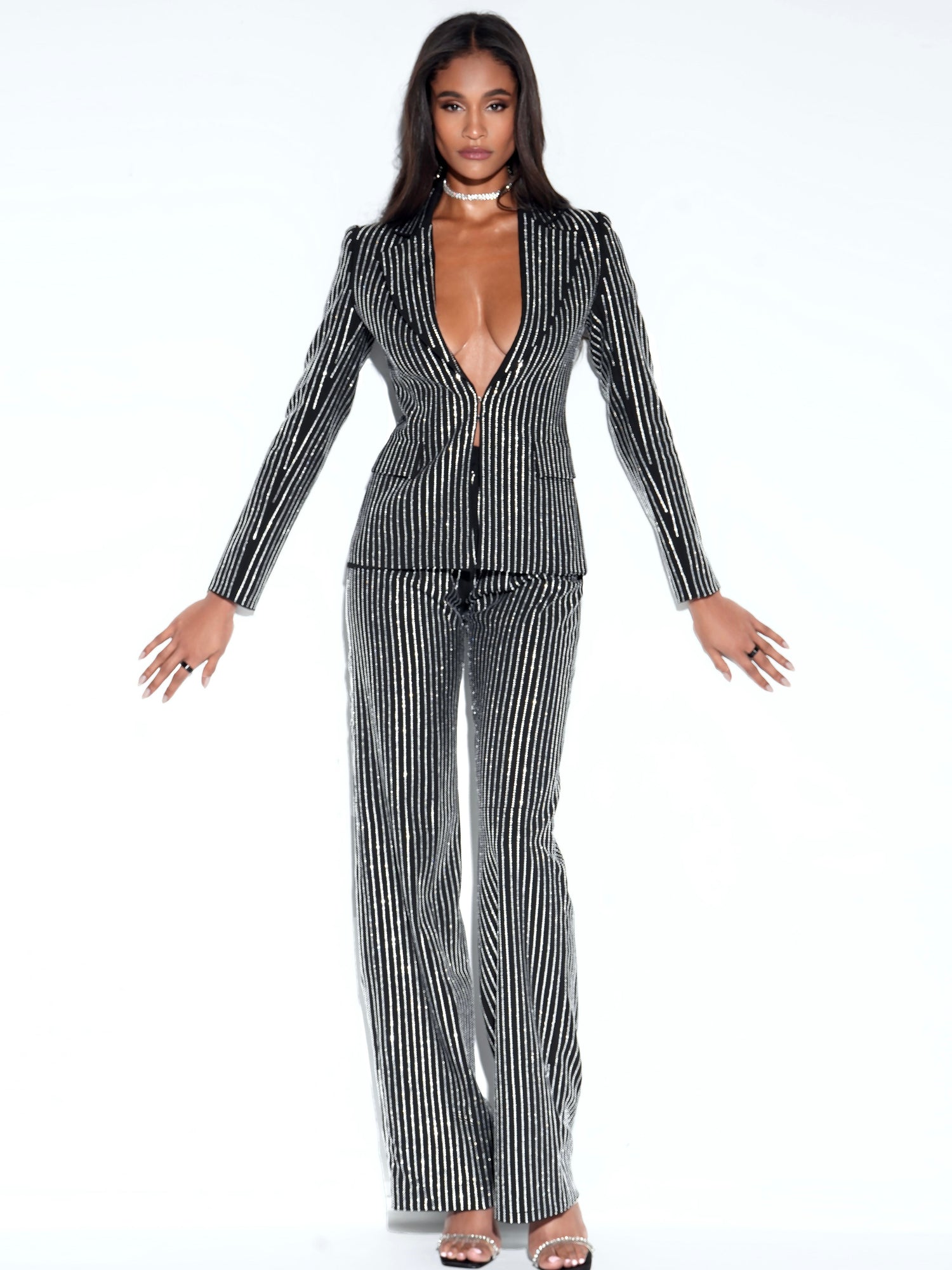 Teagan Crystal Blazer Jacket | Black