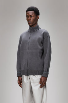 RAINS Sowa Knit Zip Cardigan Grey/Black Long Sleeve