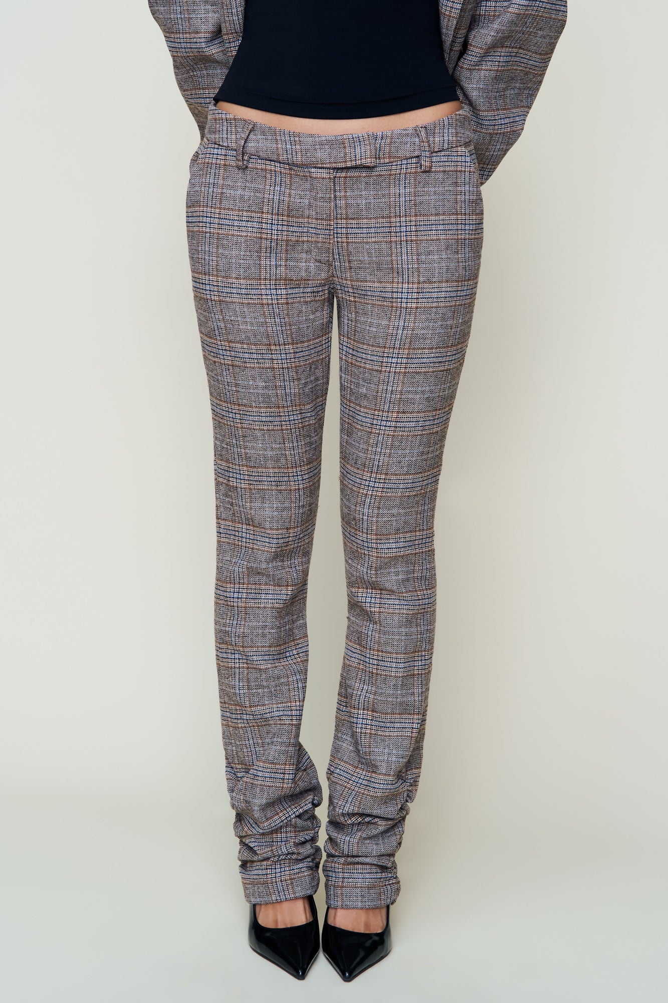 Womens | Cora Ruched Hem Tartan Pant | Green Tartan
