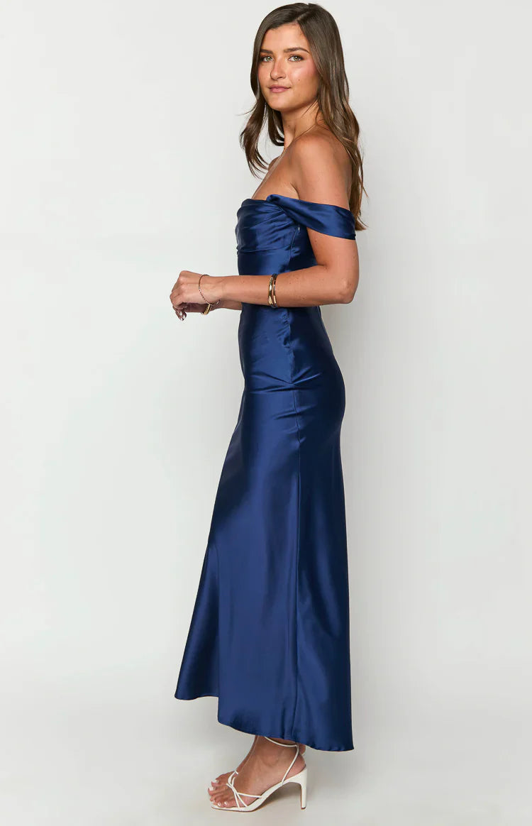 Ella Off Shoulder Formal Maxi Dress | Navy