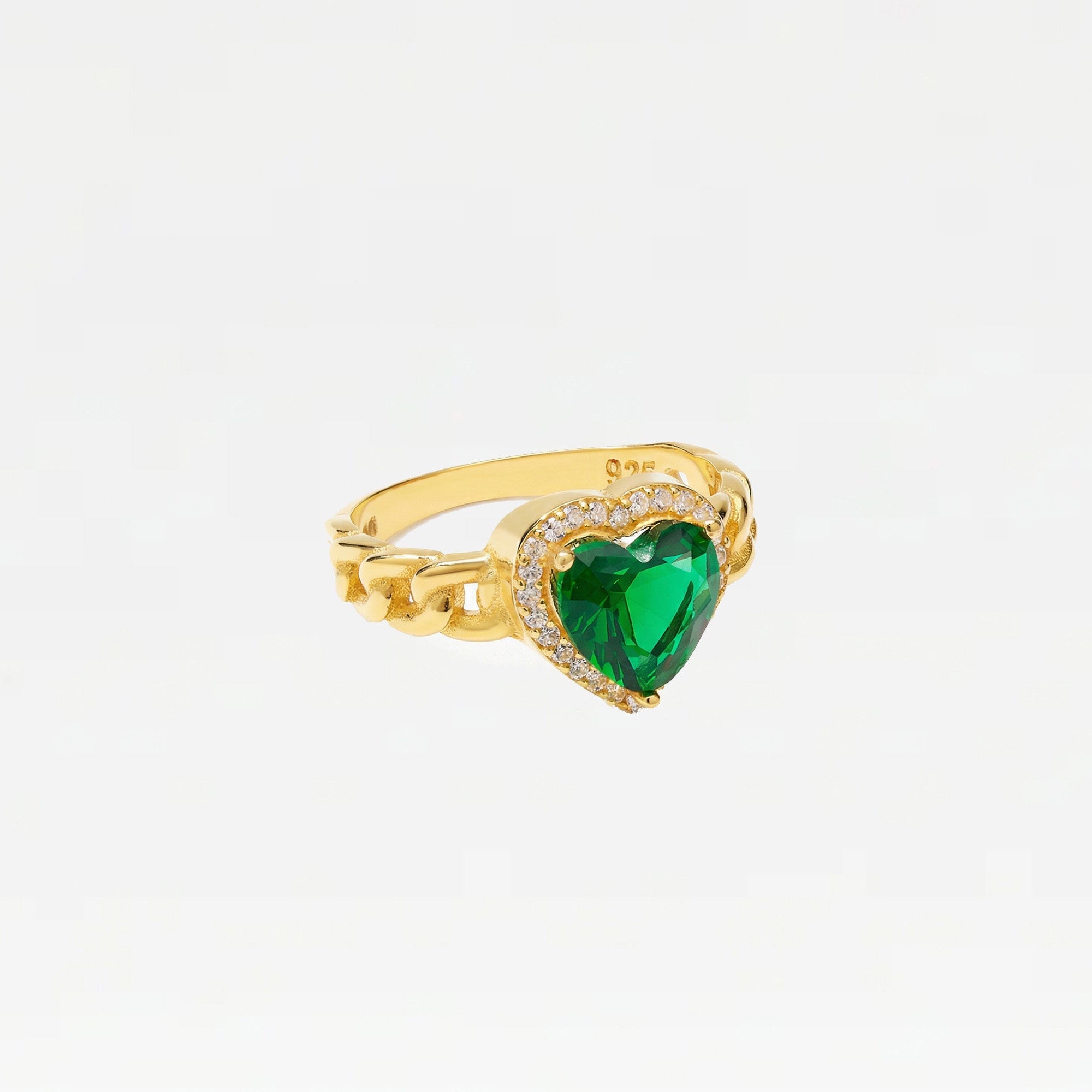 The Green Emerald Heart Ring | 18Kt Gold Vermeil