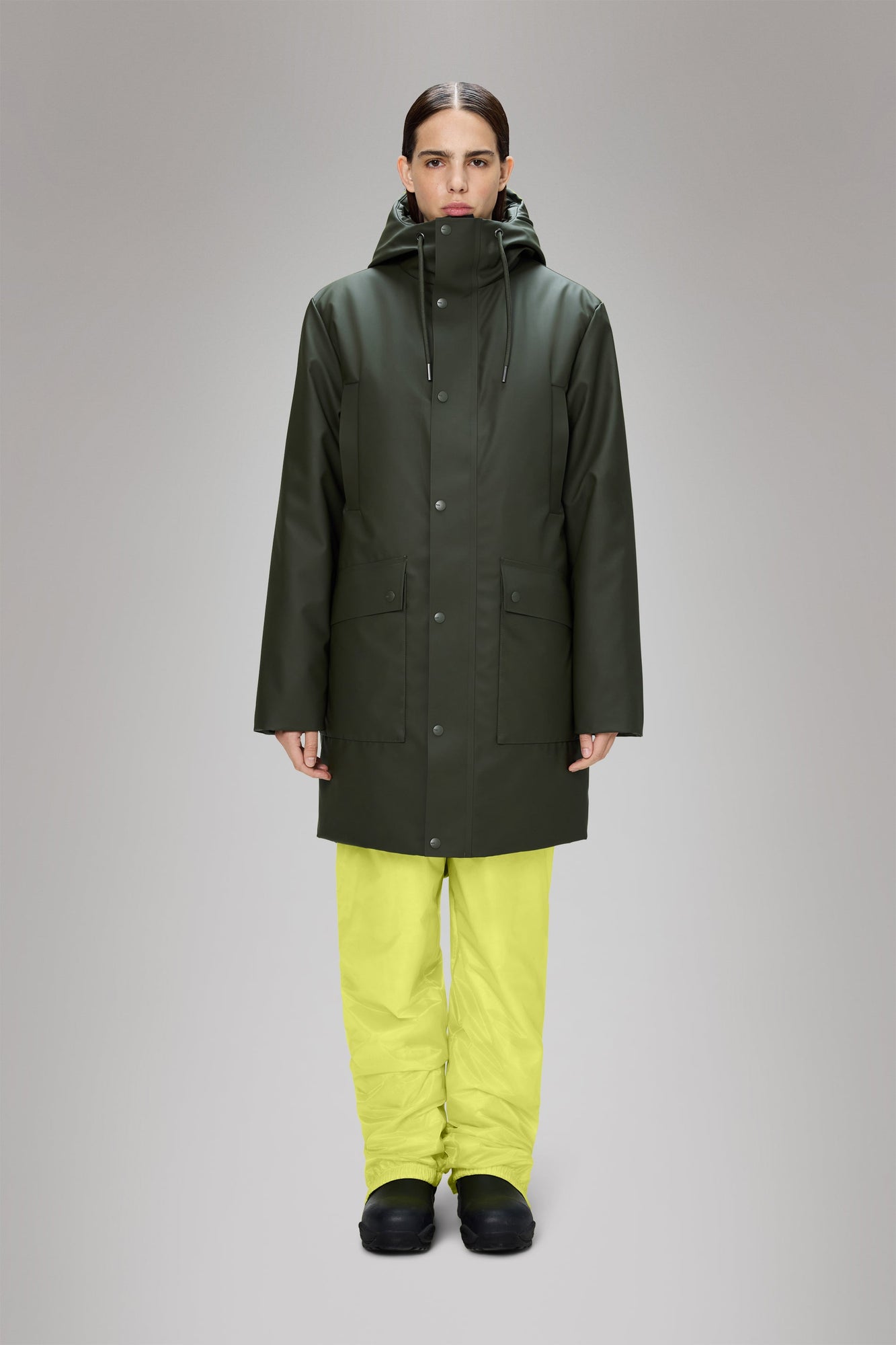 Rains Nome Long Parka Green Jacket