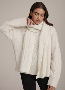 Cable Knit Scart | White