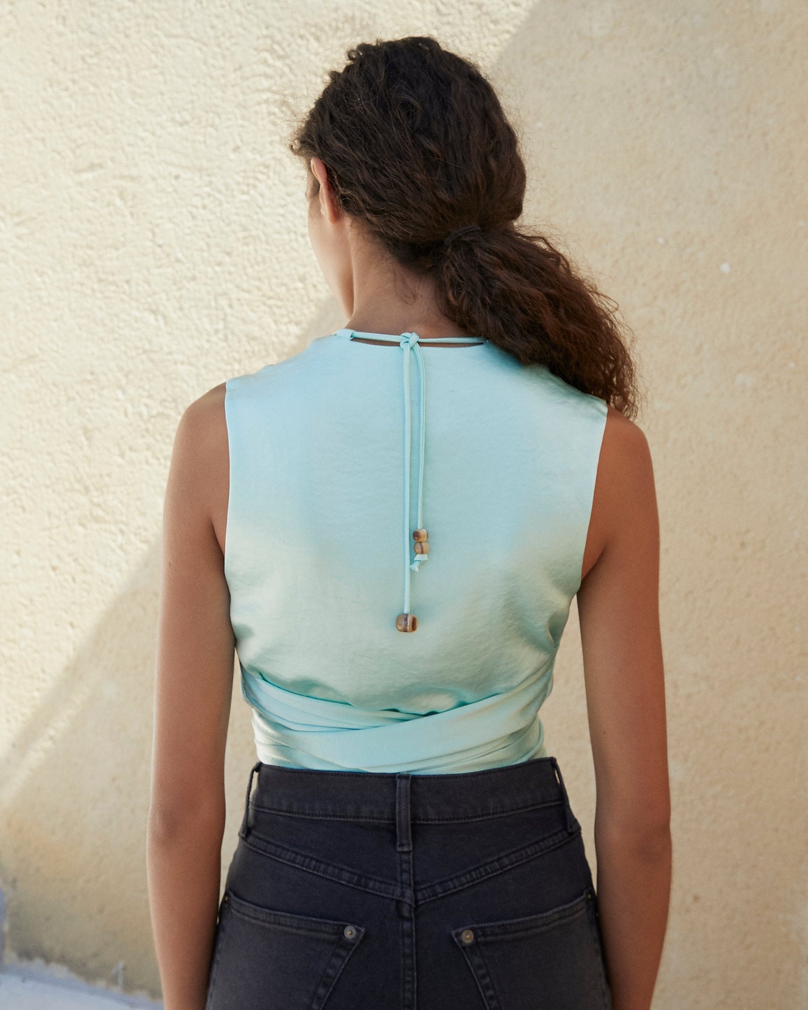 Womens | Corsica Laced Satin Top | Mint