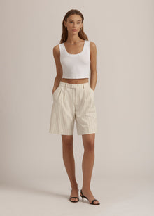 ivory navy pinstripe