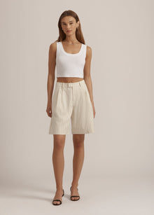 ivory navy pinstripe