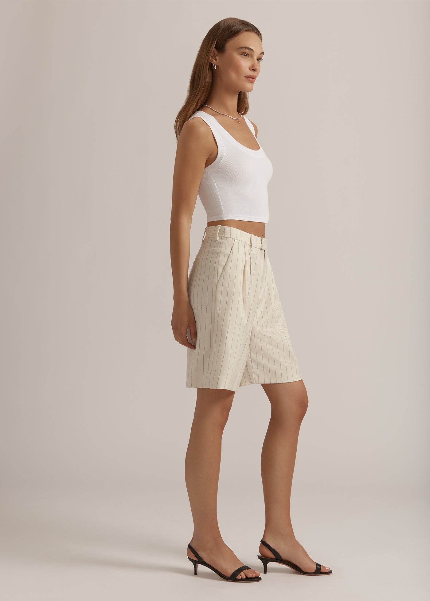 ivory navy pinstripe