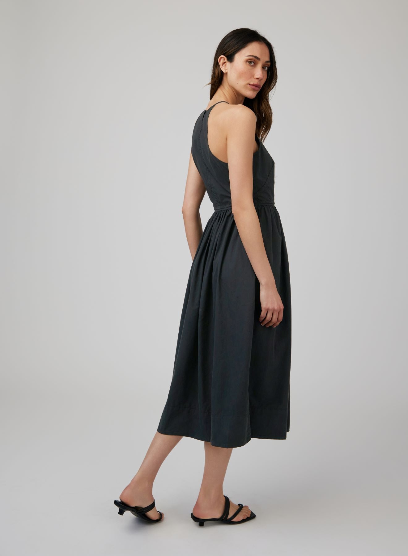 Fitted Midi Halter Dress | Black