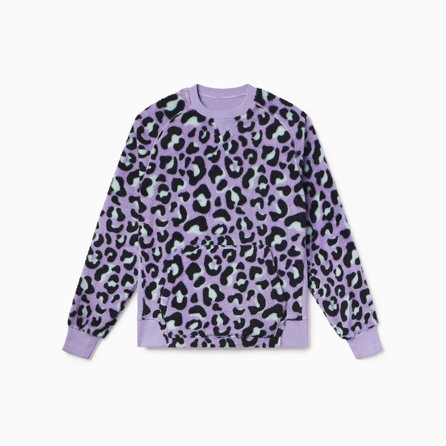 Sherpa Fleece Crewneck Sweatshirt | Lavender Leopard