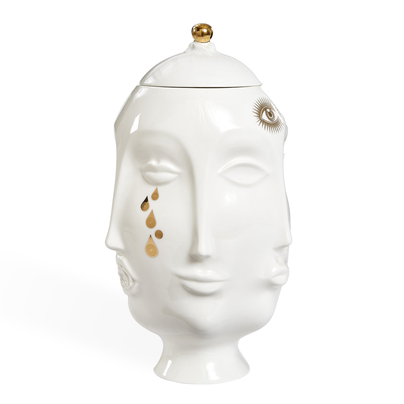 gilded frida urn porcelain white gold accents - view 1