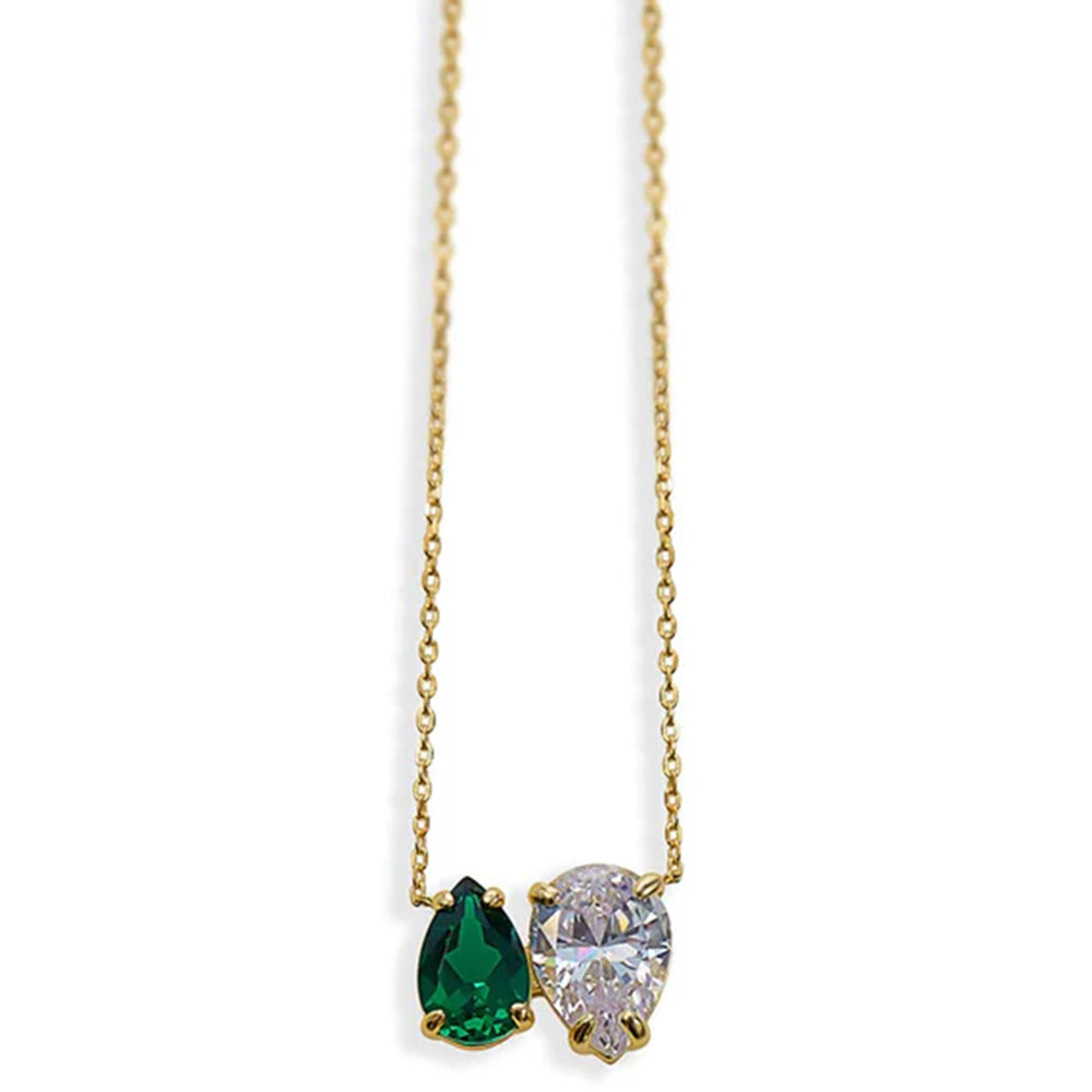 The Green Emerald Pear Necklace | 18KT Gold Vermeil