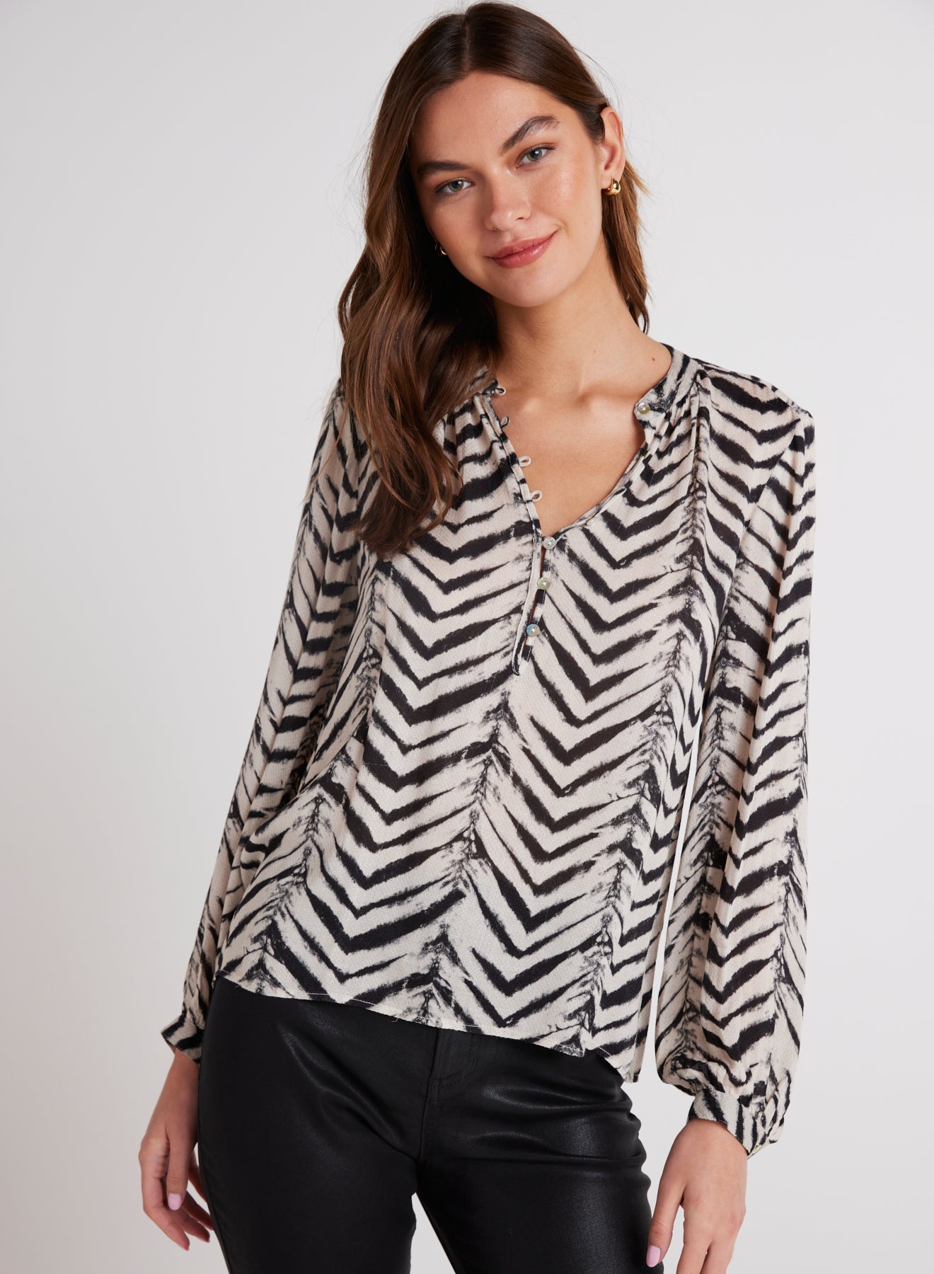 Half Placket Pullover | Batik Chevron Print