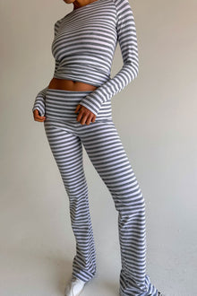 Avenue cotton flare legging hazy stripe