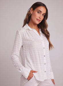 Pleated Button Down Shirt | Soft Alabaster