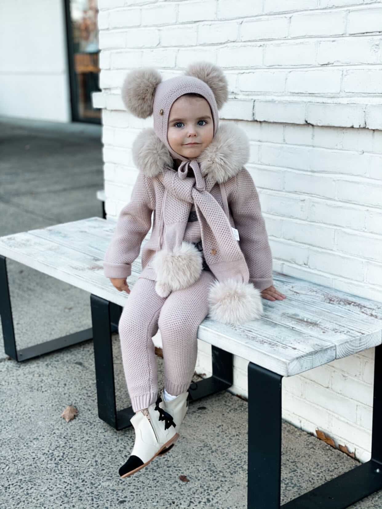 Honeycomb Dusty Pink Cashmere Pram Coat - Petite Maison Kids