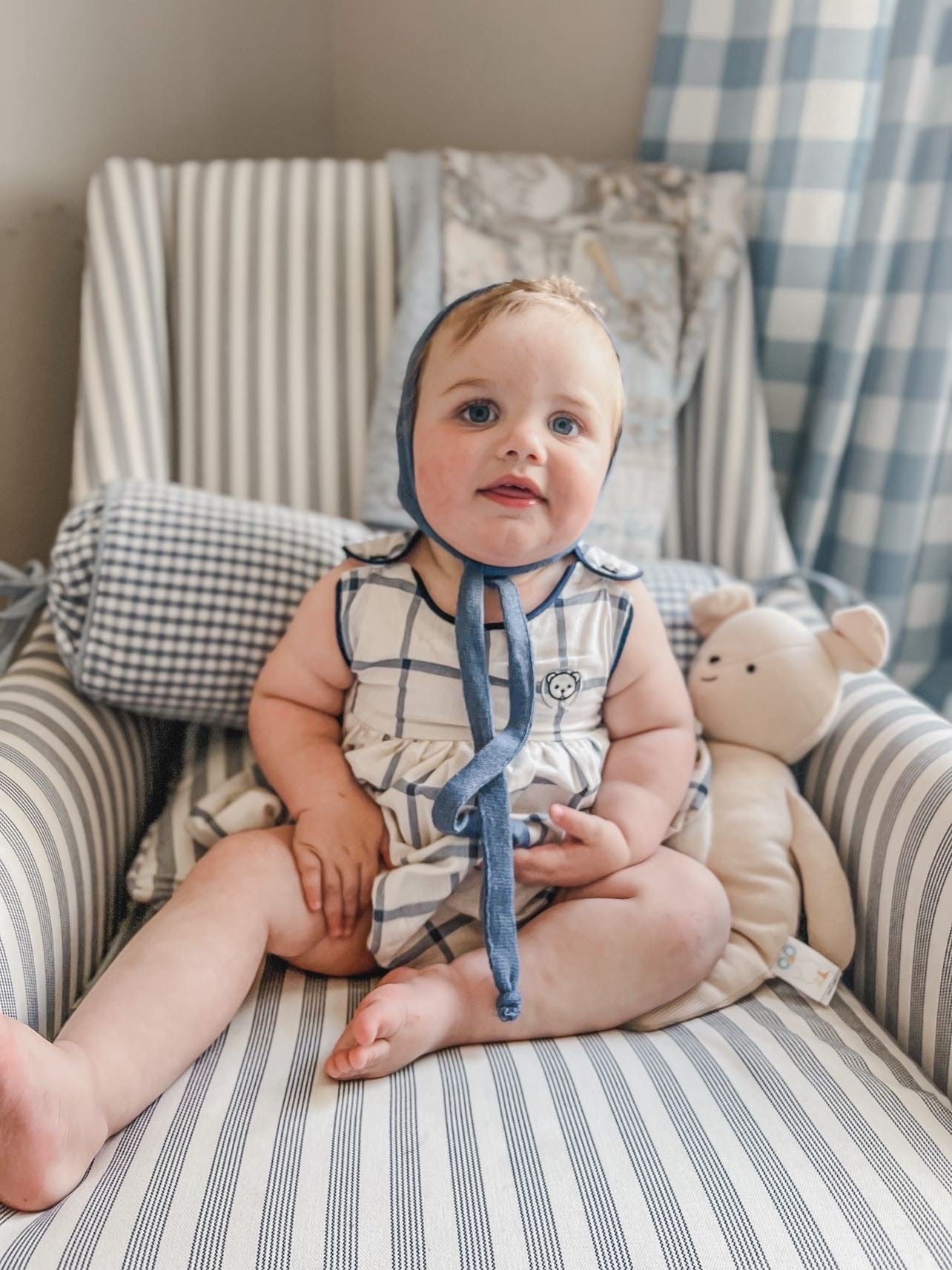 Checkered Linen Romper - Petite Maison Kids