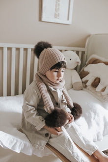 Striped Dusty Beige Angora Scarf - Petit Maison Kids