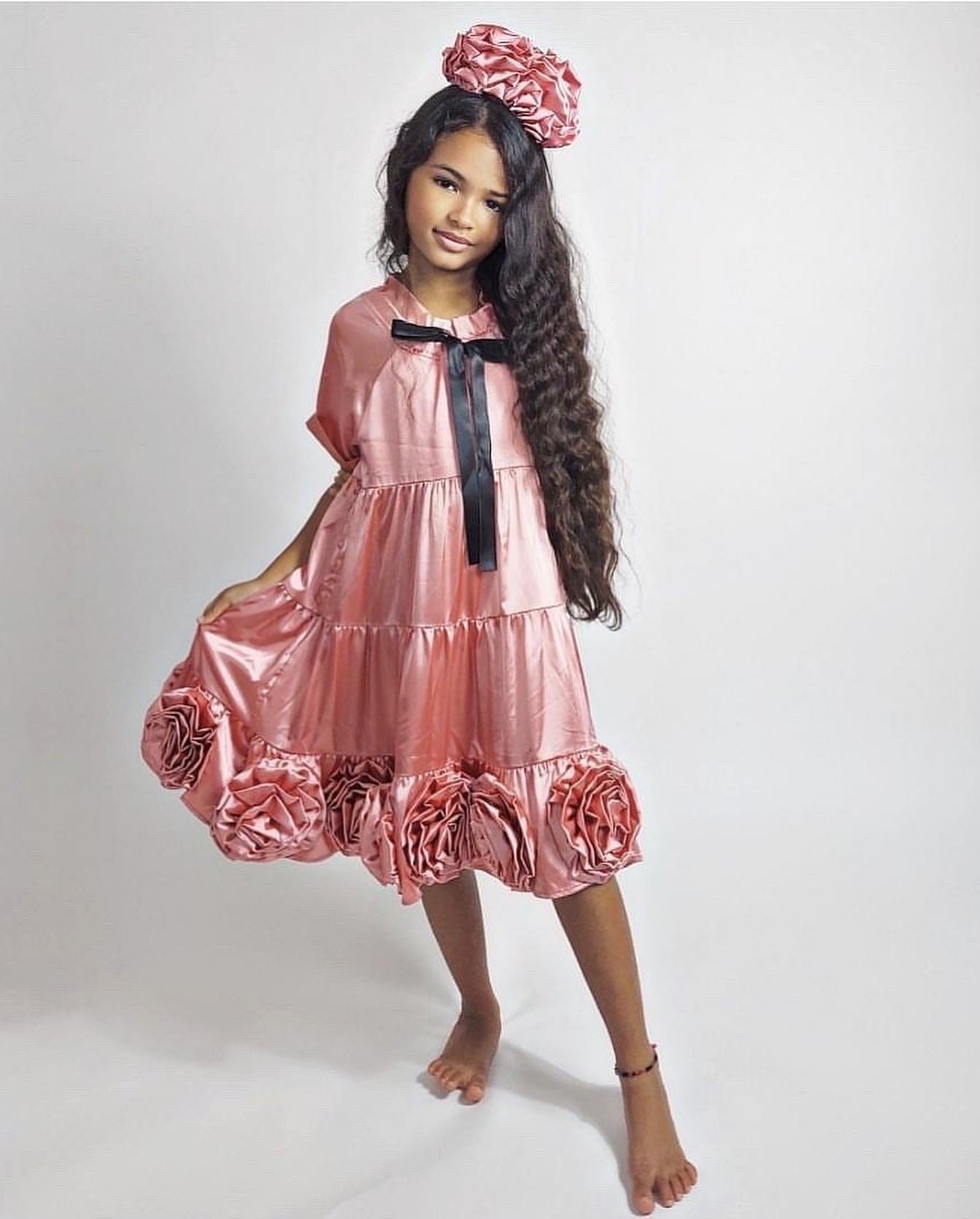 Satin Rose Dress - Petite Maison Kids