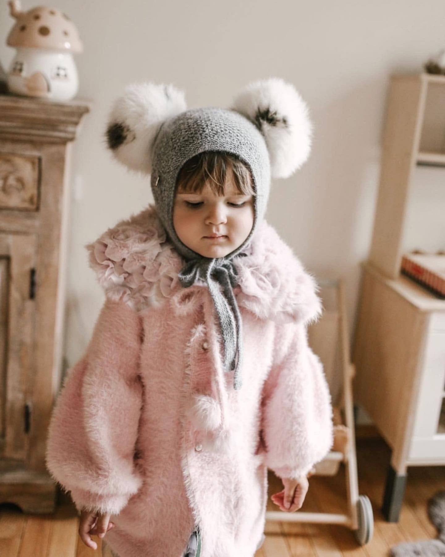 Honeycomb Grey Cashmere Bonnet - Petite Maison Kids